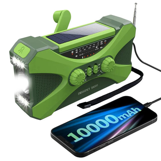 Draagbare Hand & Solar aangedreven Radio - met zaklamp en powerbank functie